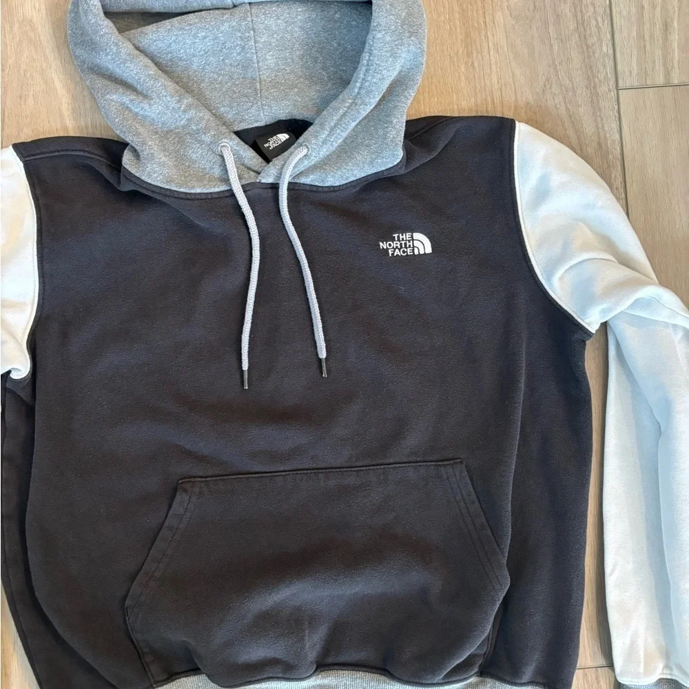 The North Face Black Gray and white color blocked men’s Hoodie jacket sweater